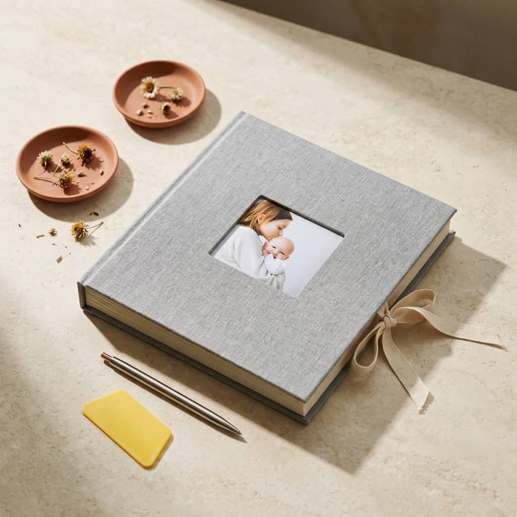 popotop Linen Cover Photo Album with Picture Display Window