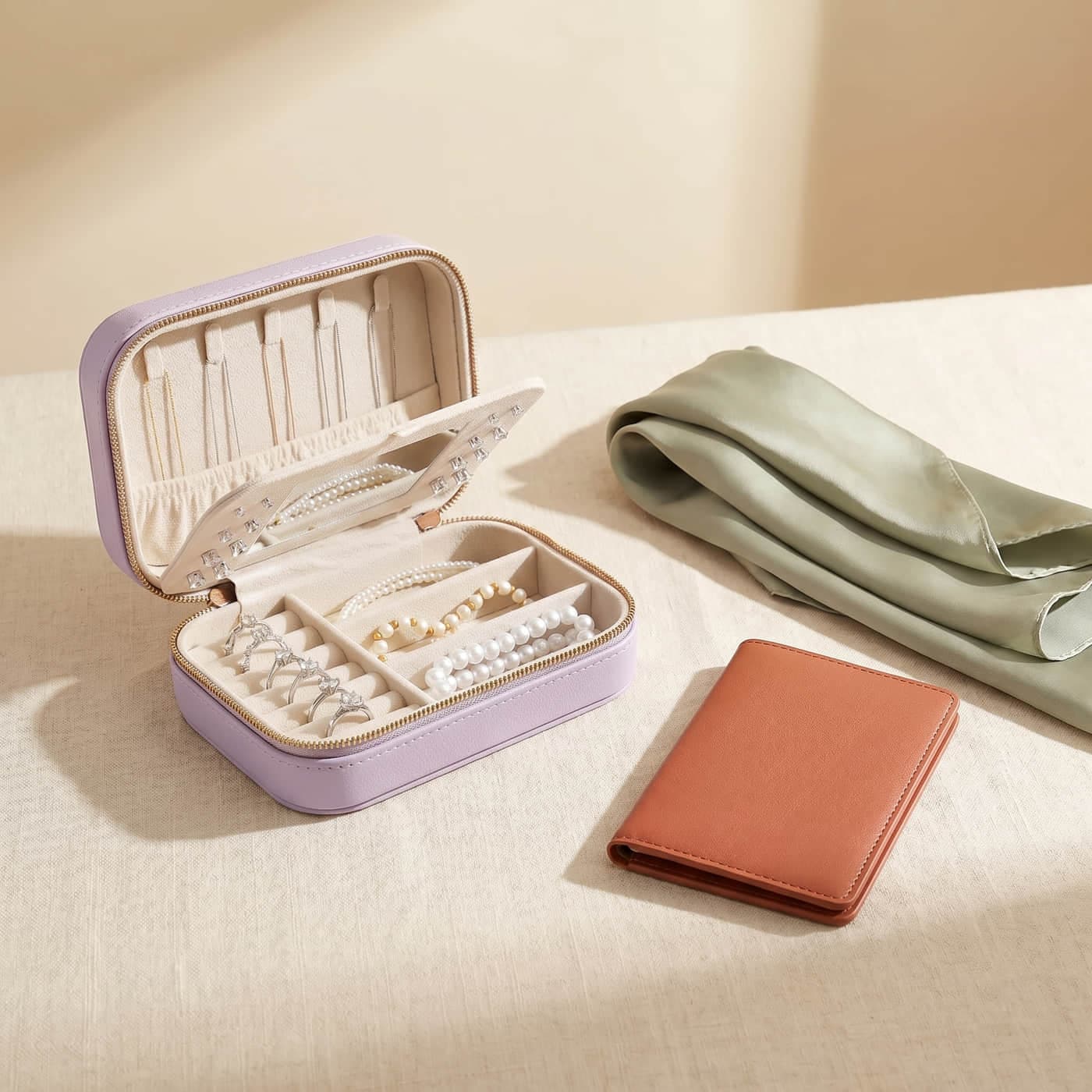 SHEIN Genuine Leather Travel Jewelry Organizer
