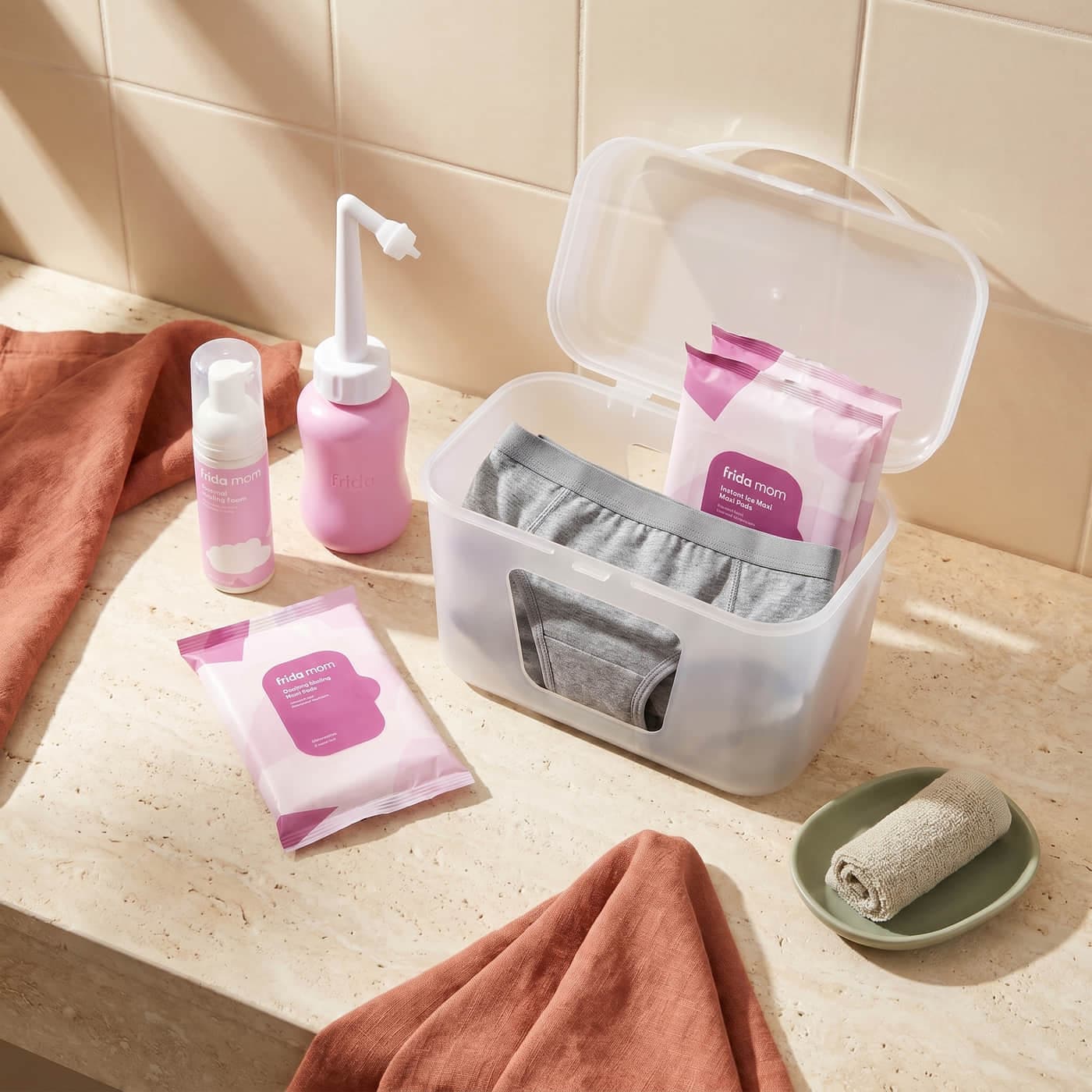 Frida Mom Postpartum Recovery Essentials Kit with Peri Bottle