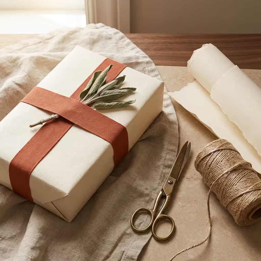 Gift arrangement on linen