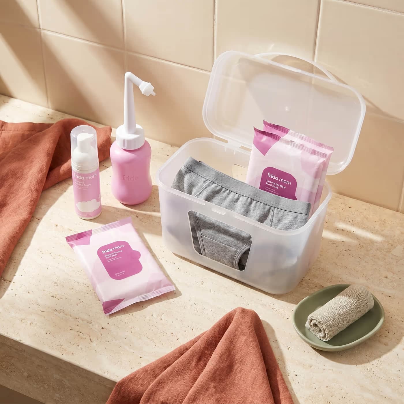 Frida Mom Postpartum Recovery Essentials Kit with Peri Bottle
